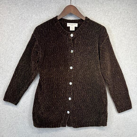 Jones New York Sport Sweater Womens Size SP Brown Knit Button Front Cardigan - Picture 1 of 15